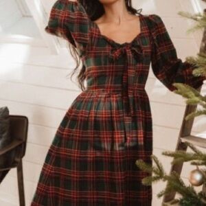 IVY CITY maxi Plaid Long Sleeve Dress